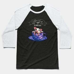 Piggy and blue coffee cup Baseball T-Shirt